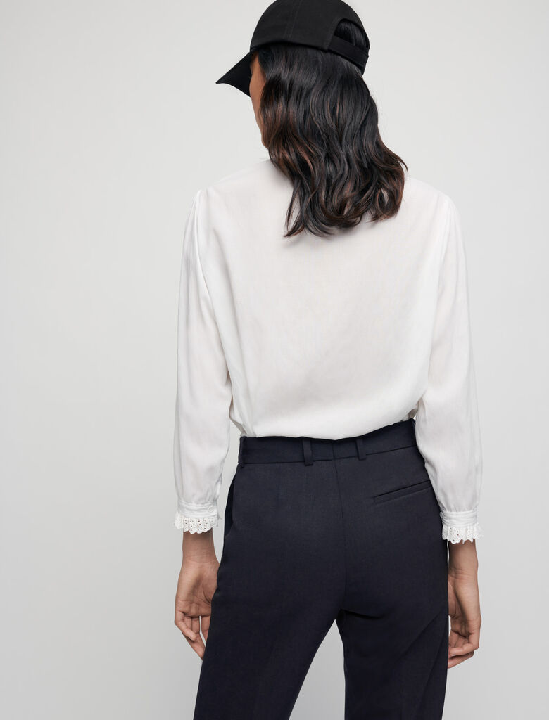 Bluse aus Voile, mit Bubikragen : Tops & Hemden farbe Weiss