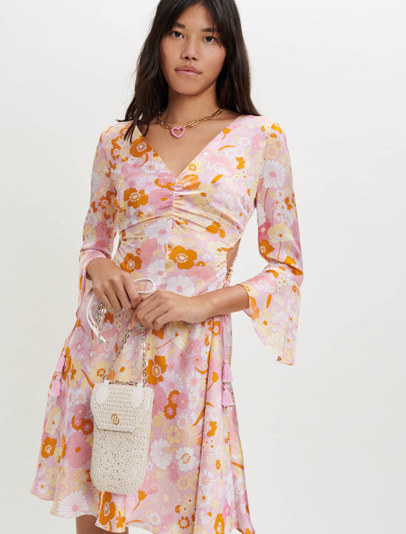 Satin-Kleid mit Flower-Power-Print - Kurze kleider - MAJE