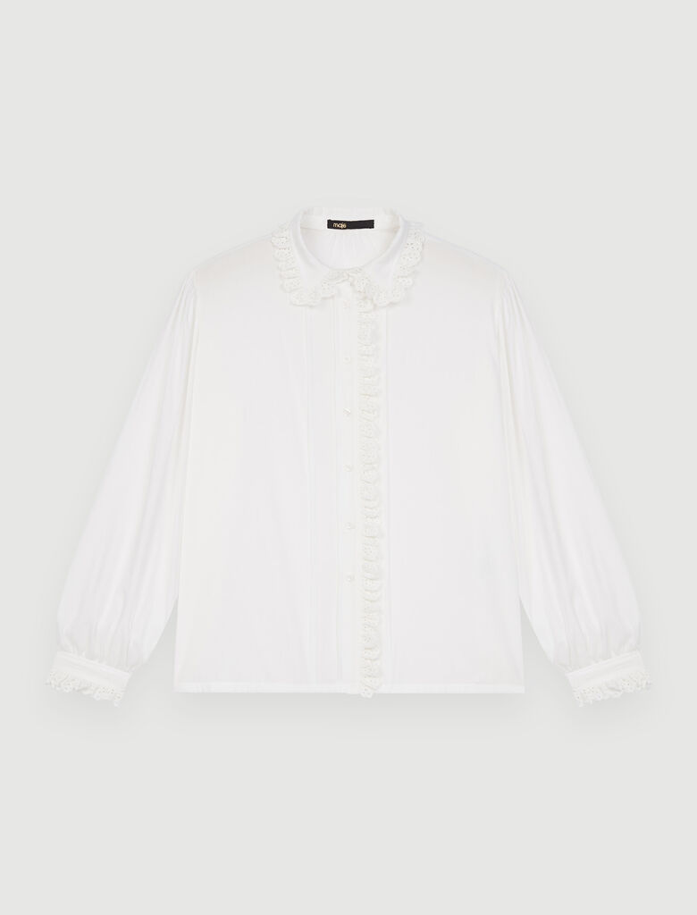 Bluse aus Voile, mit Bubikragen : Tops & Hemden farbe Weiss