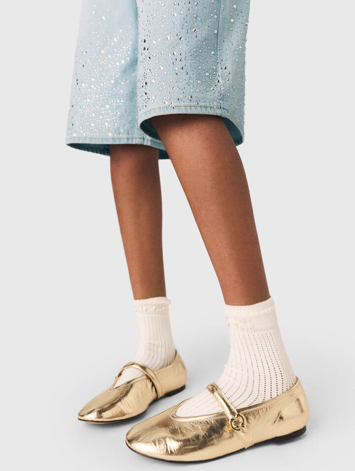 Ballerinas aus metallisiertem Leder