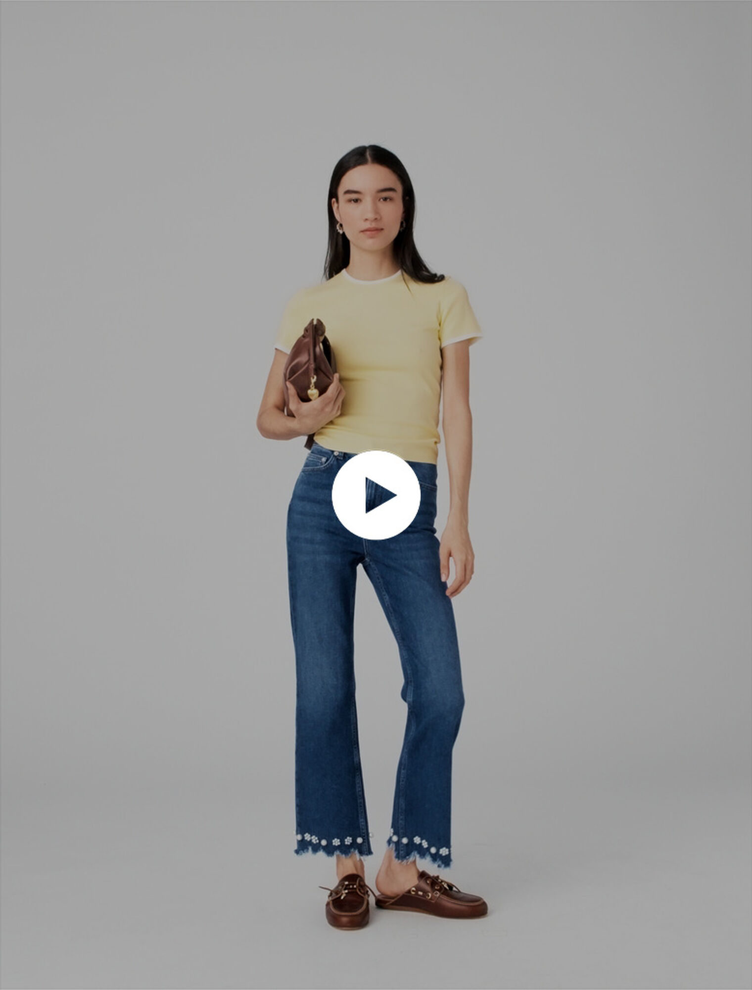 Bootcut-Jeans mit Perlen