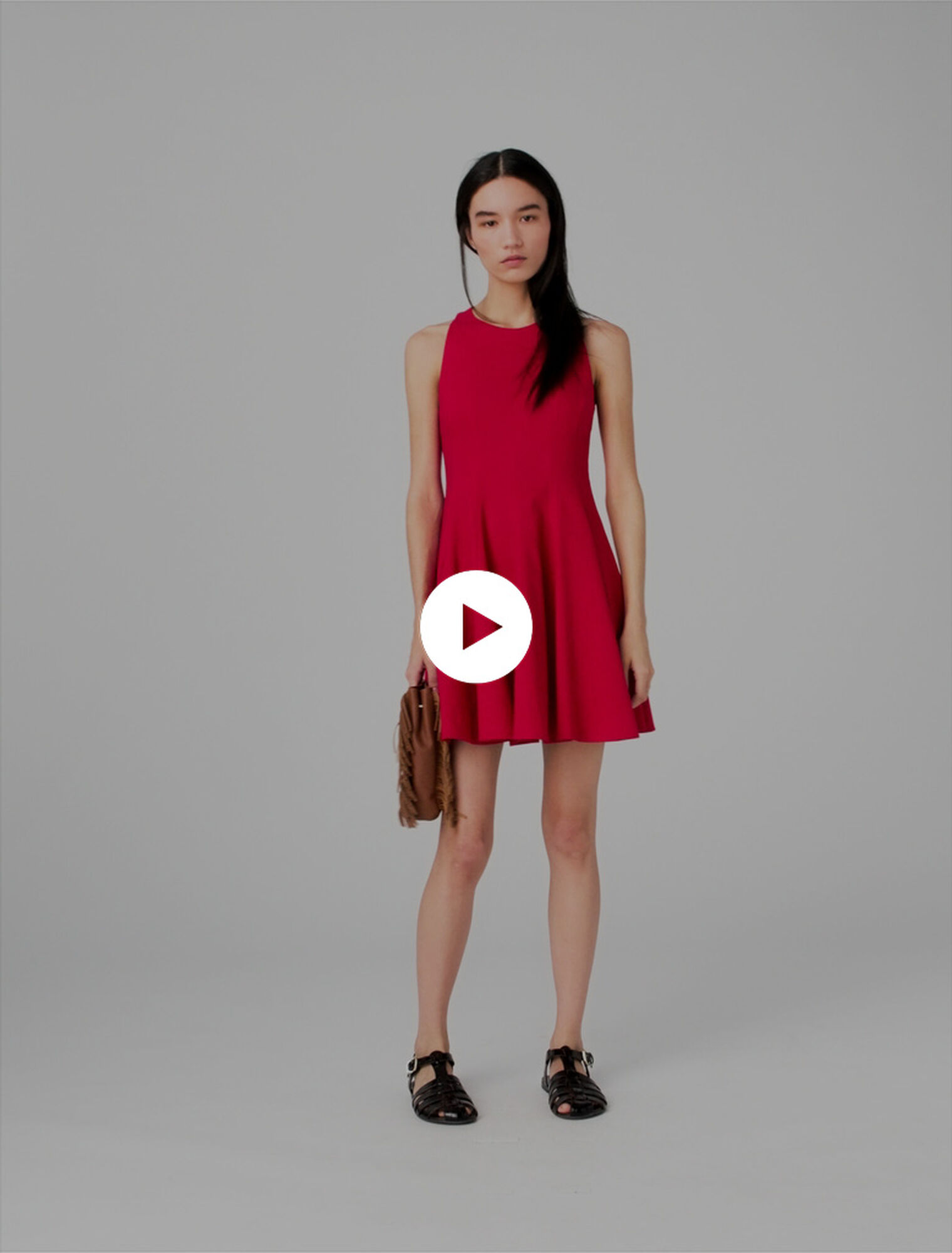 Kurzes ausgestelltes Leinenmixkleid
