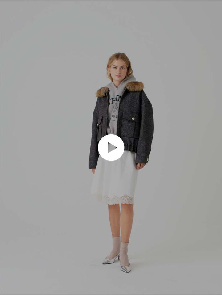 Oversize-Blouson in Chevron-Optik