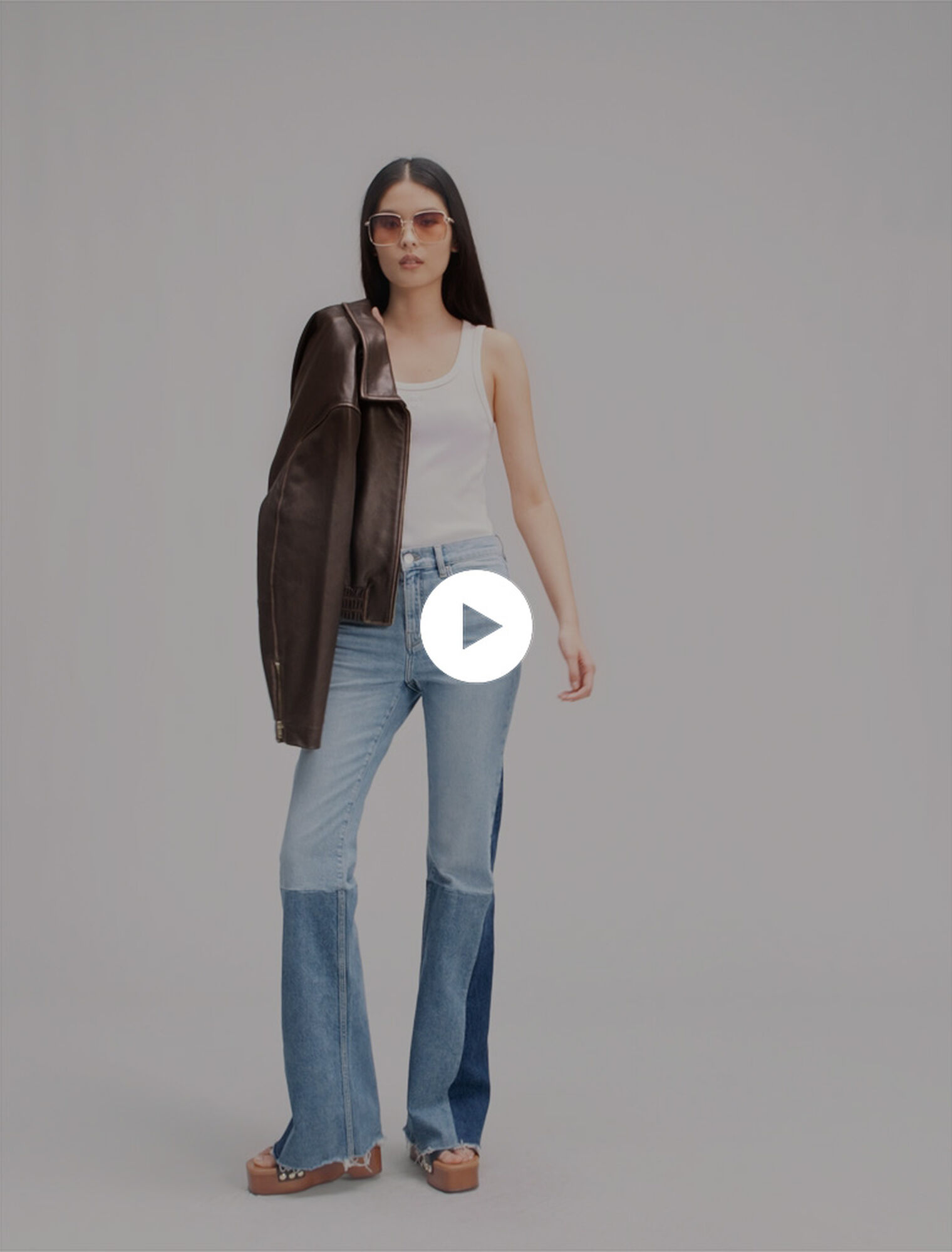 Dreifarbige Patchwork-Jeans