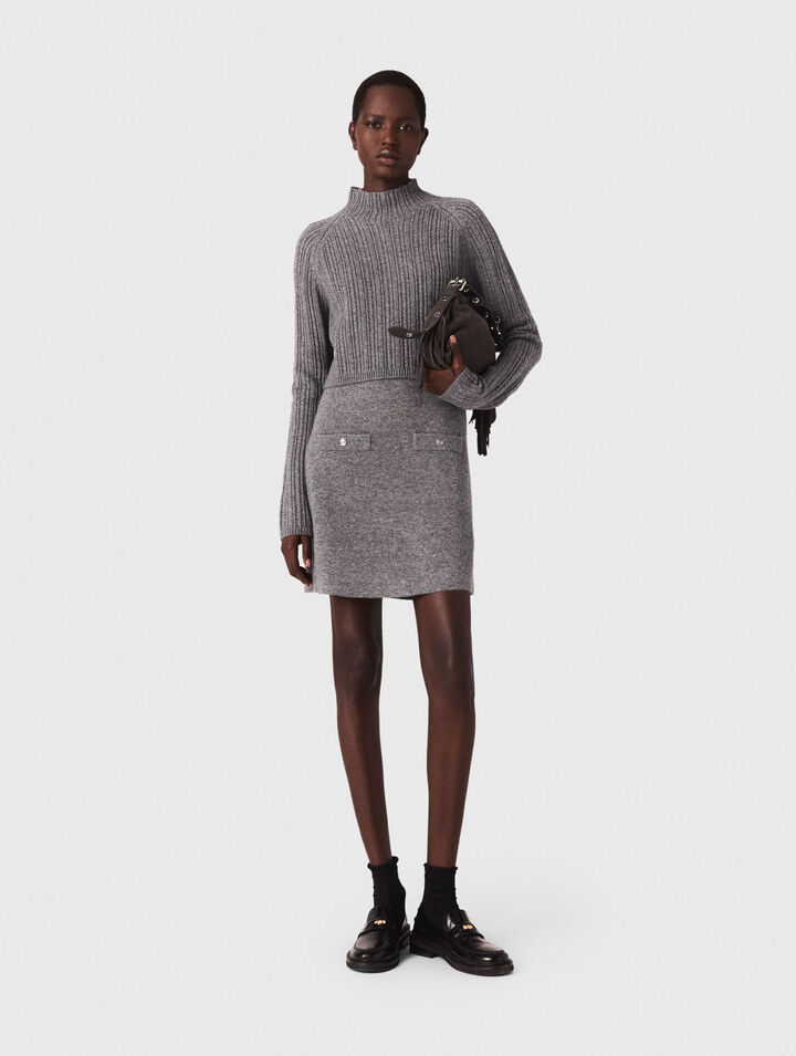 Strickkleid mit abnehmbarem Pullover