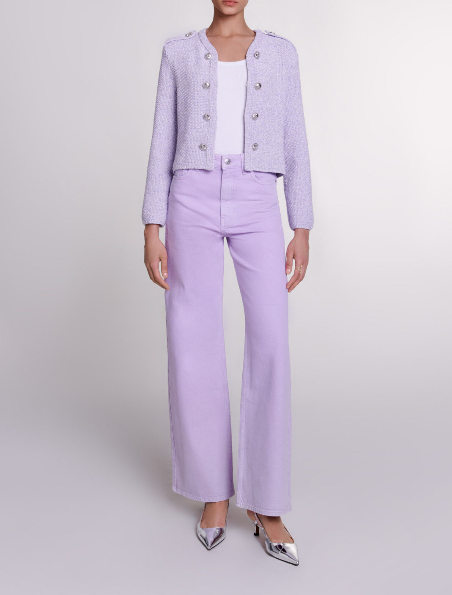 Kurze Strickjacke mit Pailletten