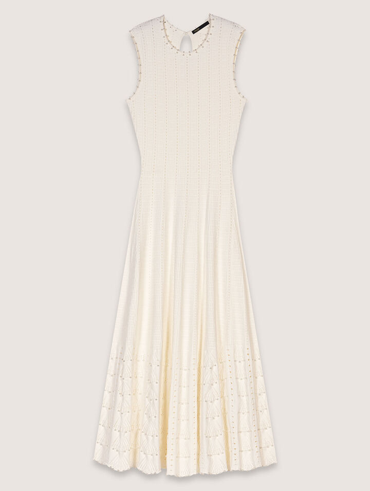 Kleid aus Pointelle mit Perlen