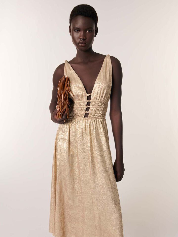 Langes Metallic-Kleid