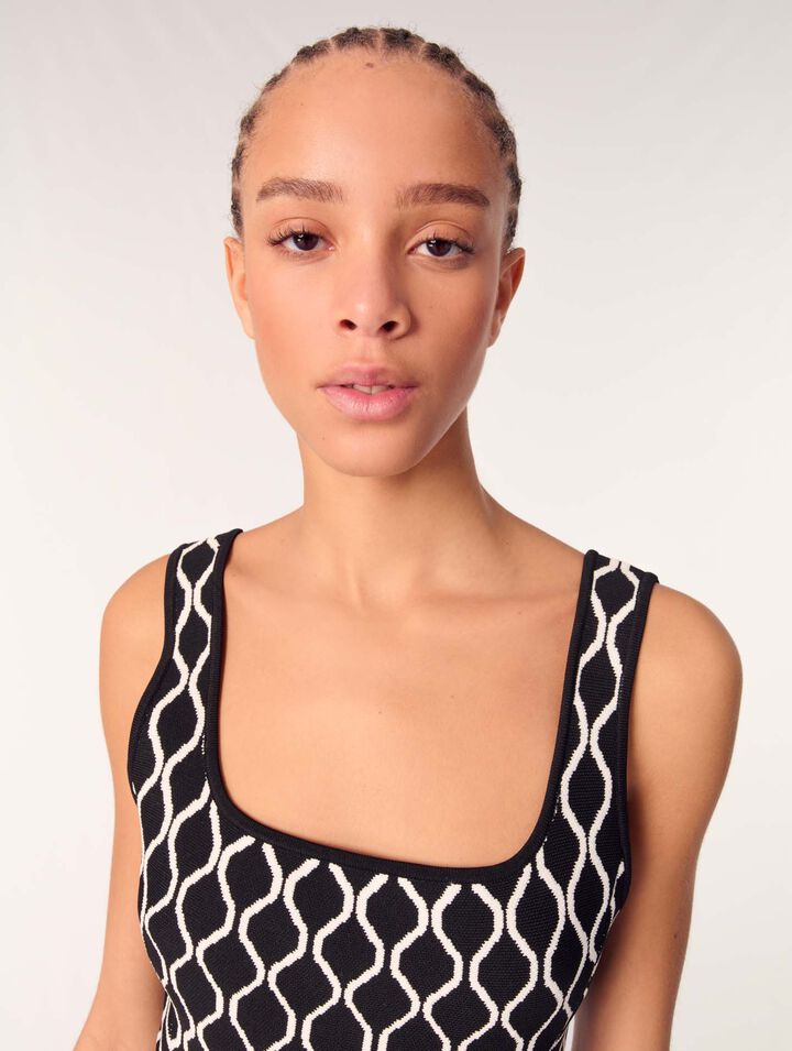 Kurzes Strickkleid mit Motiv