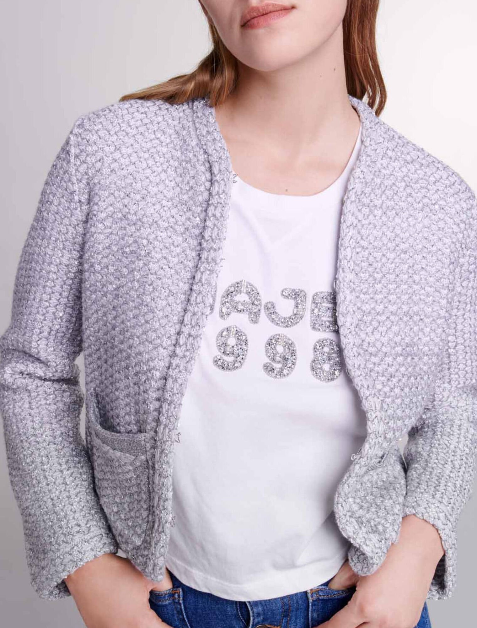 Strick-Cardigan in Tweed-Optik