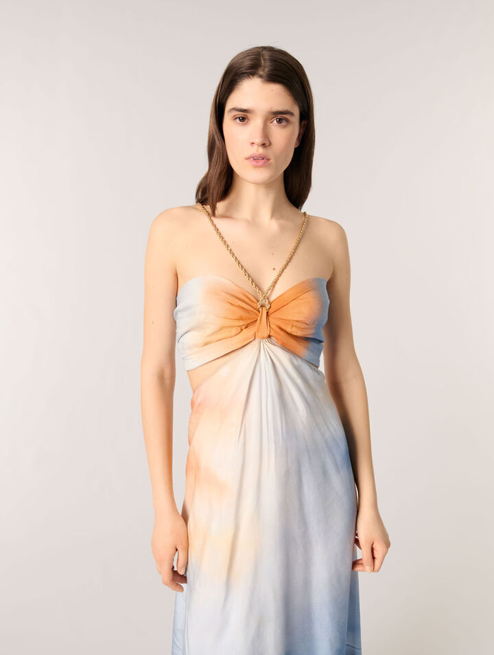 Langes Kleid mit Batik-Muster