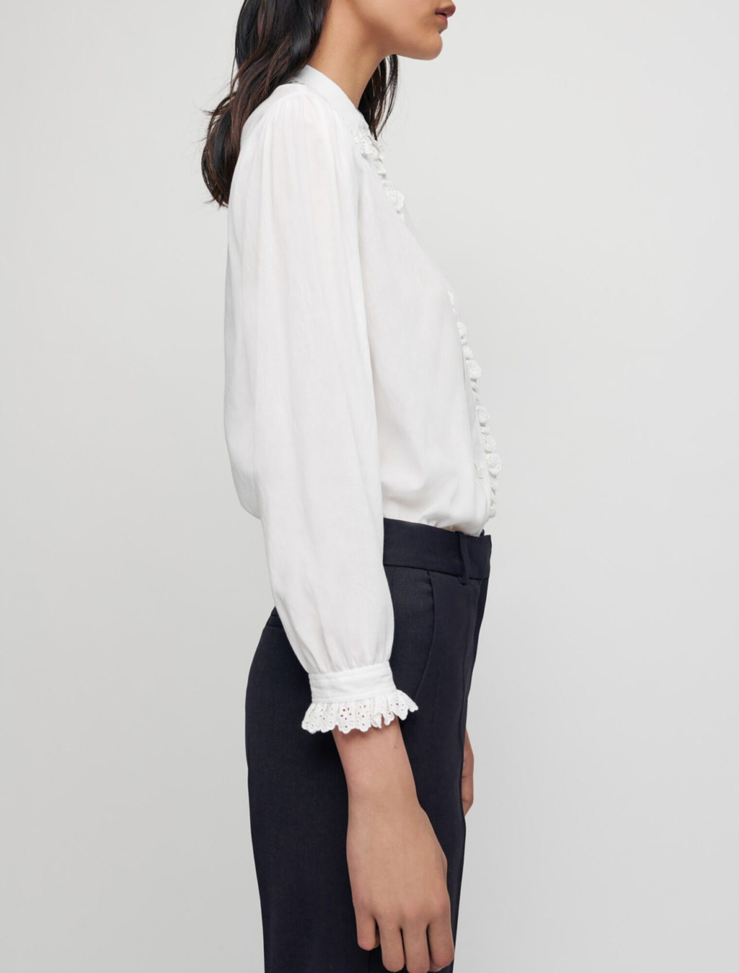 Bluse aus Voile, mit Bubikragen