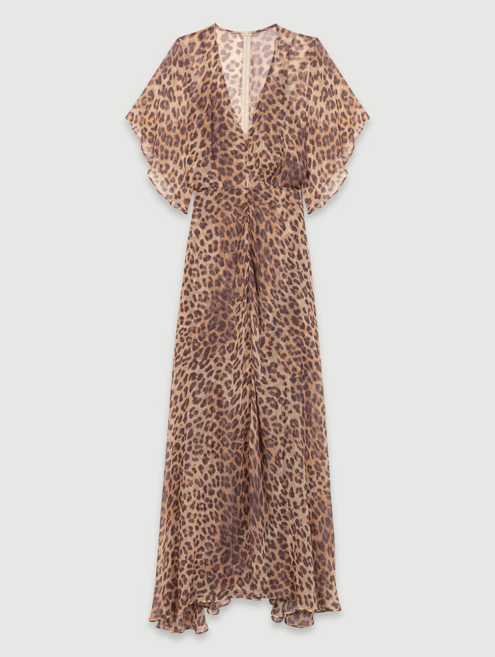 Langes Kleid mit Leopardenmuster