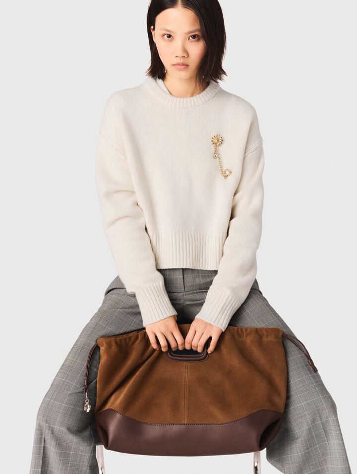 M Tote-Bag aus Leder-Velours-Mix