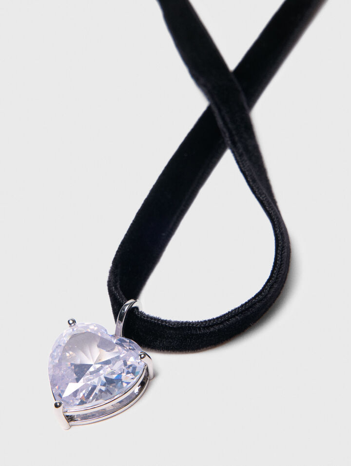 Herz-Kette mit Samtband