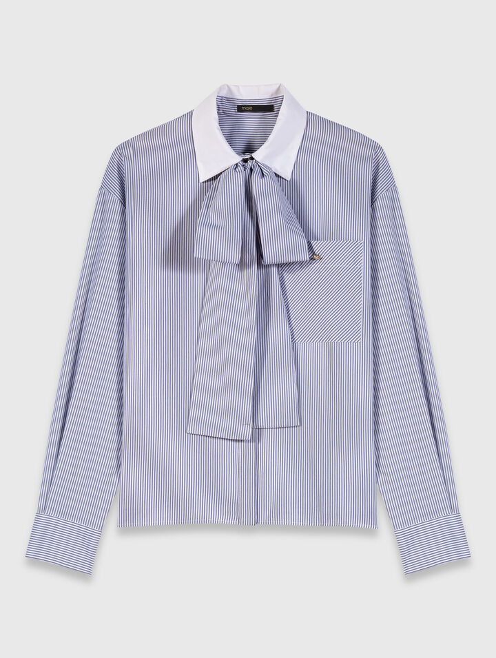 Gestreifte Bluse mit Lavallière-Kragen