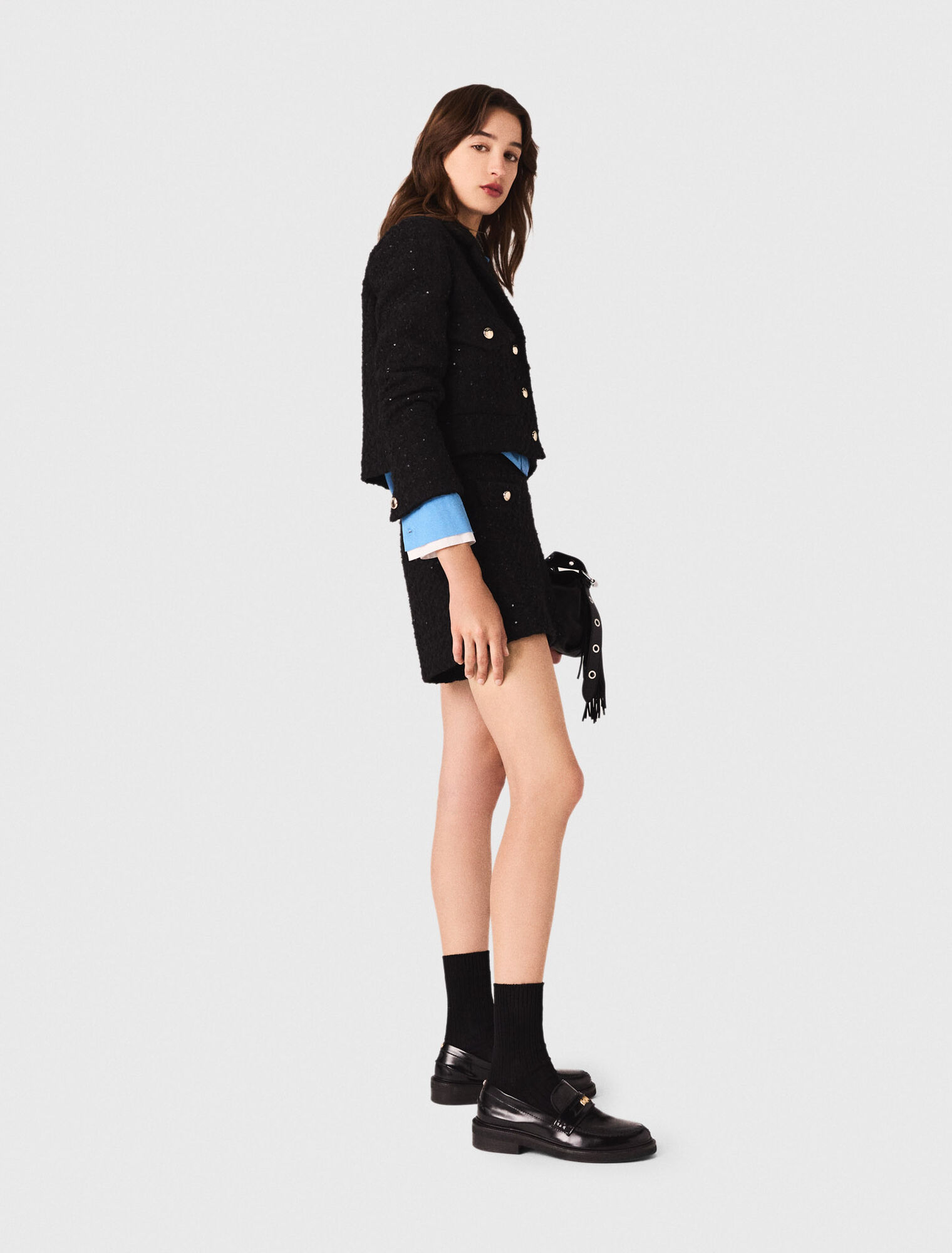 Kurze Tweed-Jacke mit Strass