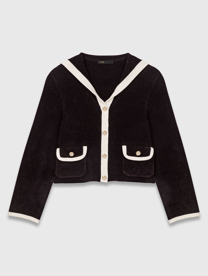 Cardigan in Samtoptik