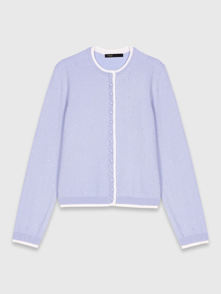 Cardigan aus 100% Wolle mit Strass