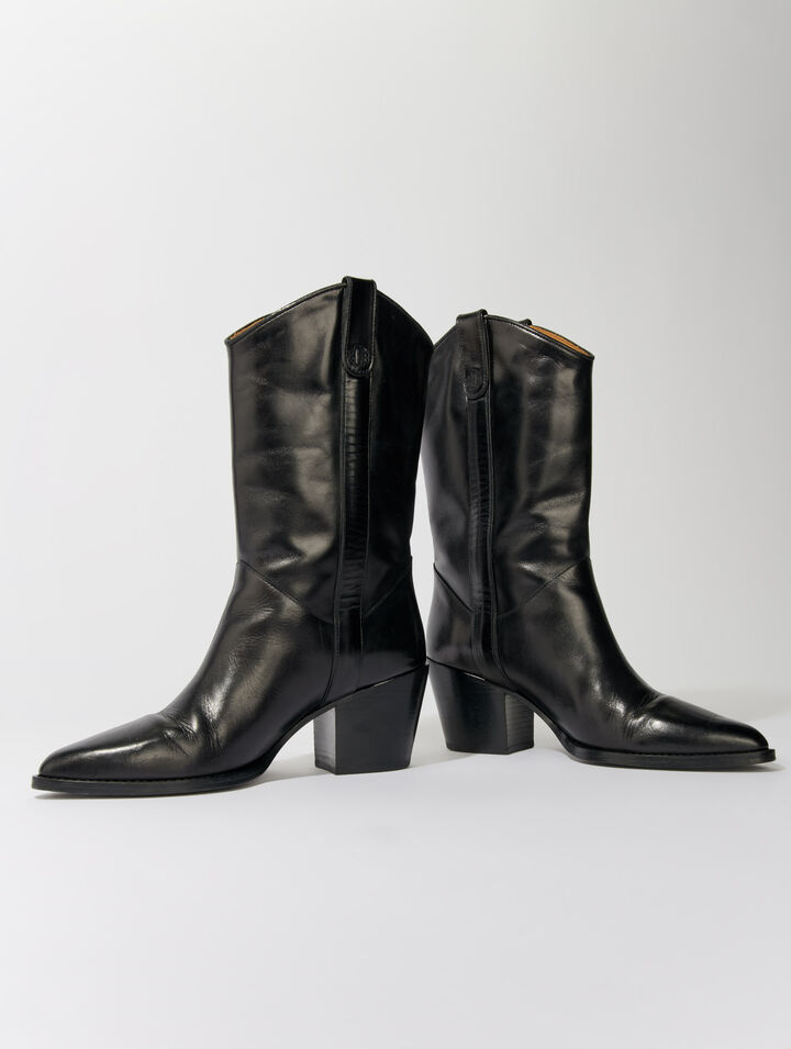 Lederstiefel mit Absatz