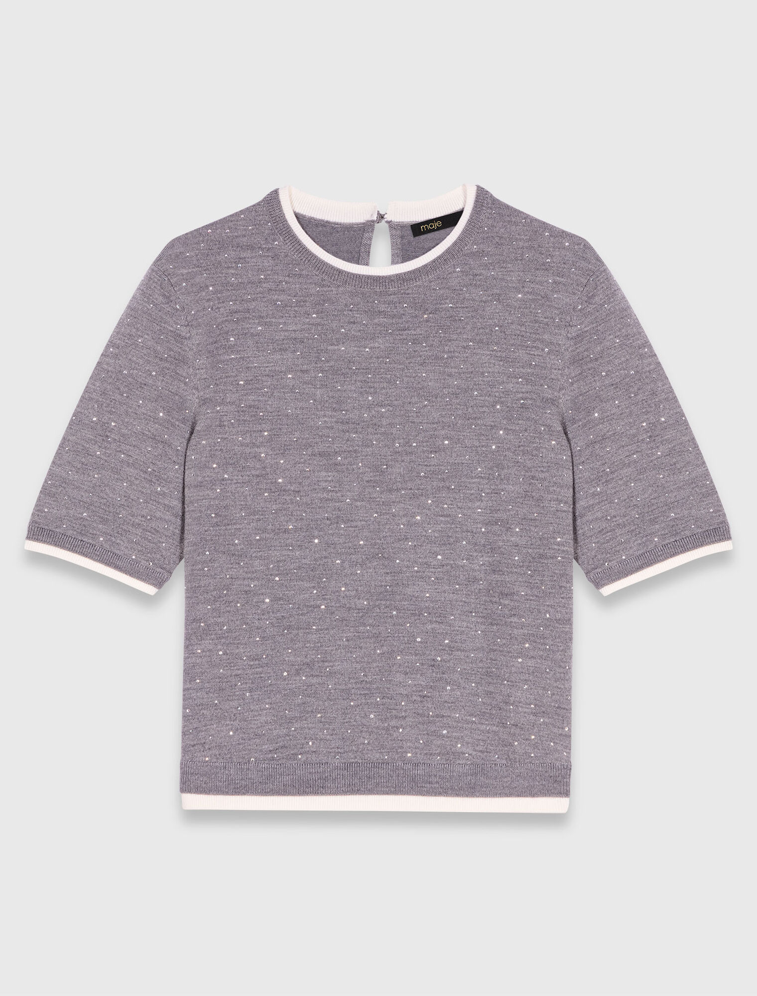Pullover aus 100% Wolle mit Strass