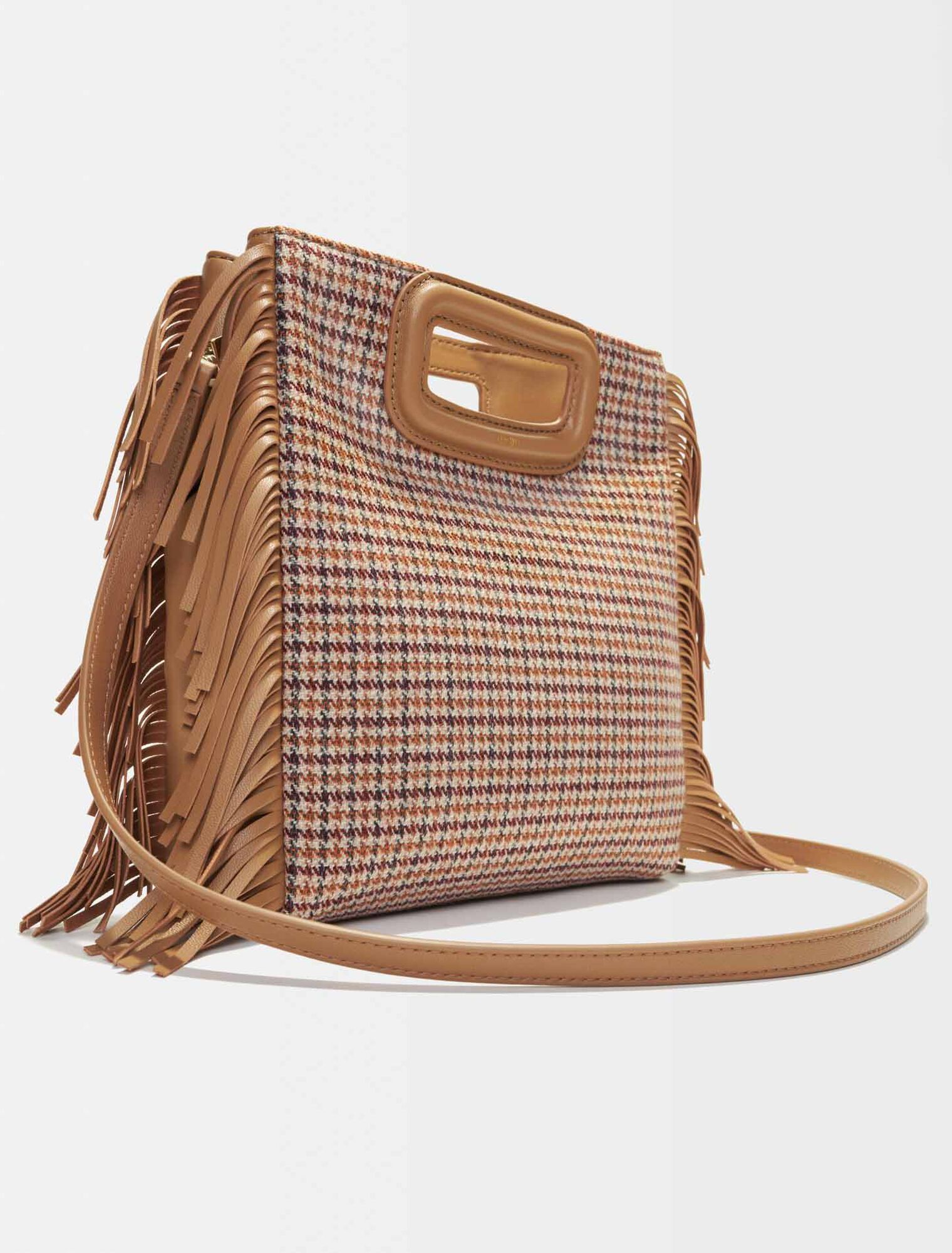 M-Tasche aus Canvas, Hahnentrittmuster