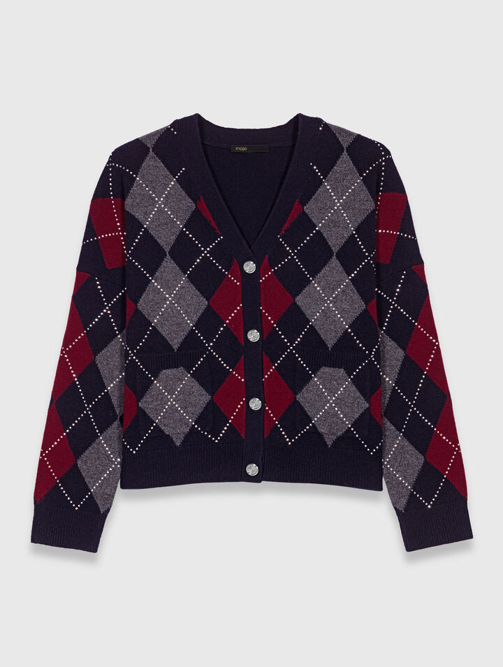 Kurzer Cardigan mit Argyle-Muster