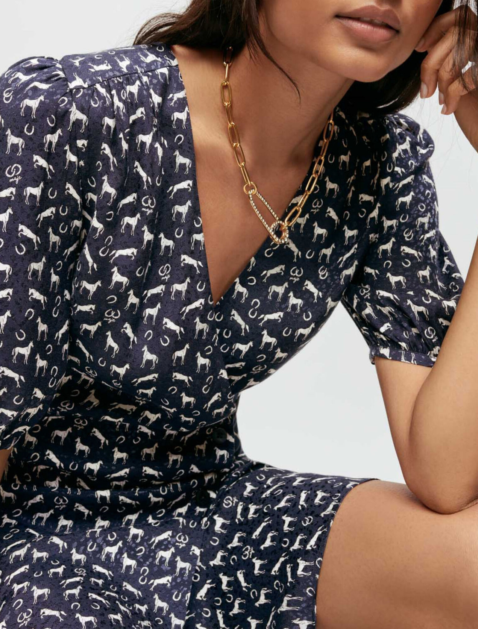 Jacquardkleid mit Pferdeprint