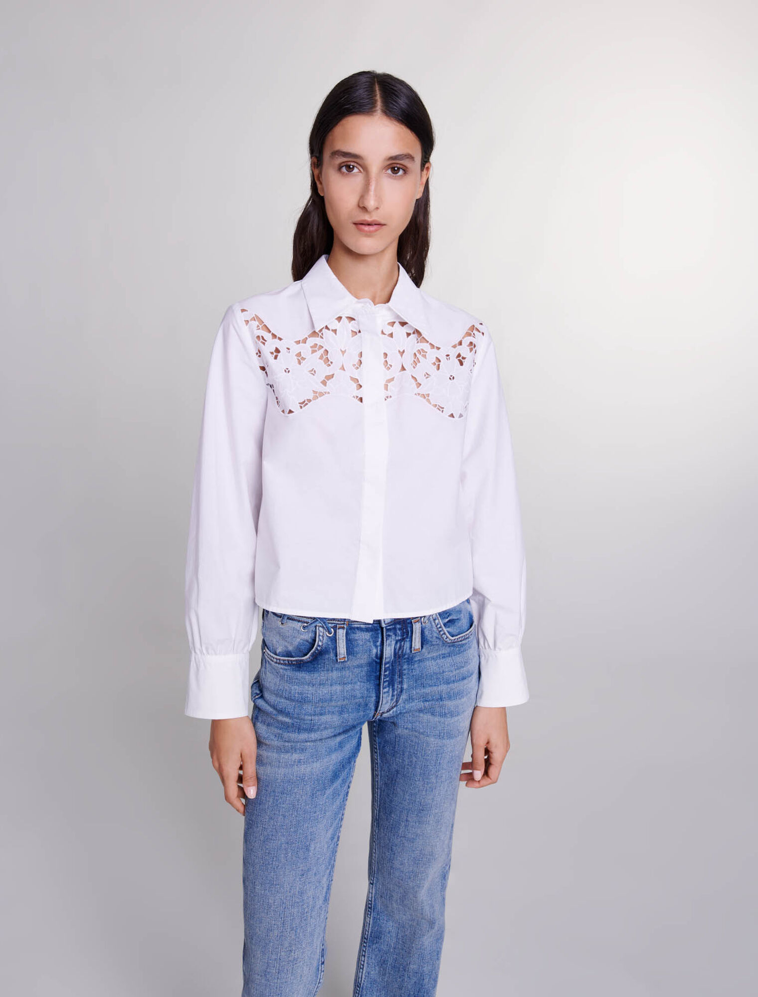 Bluse mit Lochstickerei aus Baumwolle