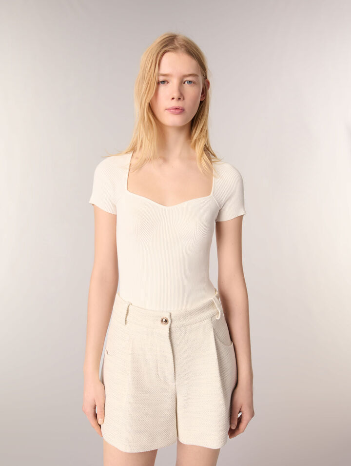 Shorts aus Tweed und Lurex