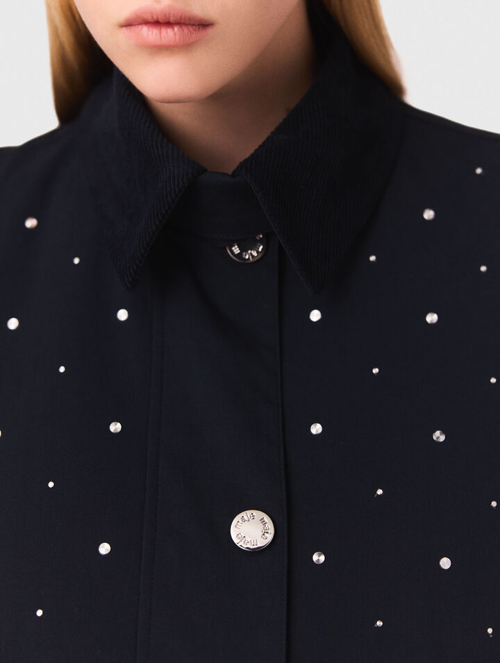 Kurze Jacke mit Samtkragen, Nieten