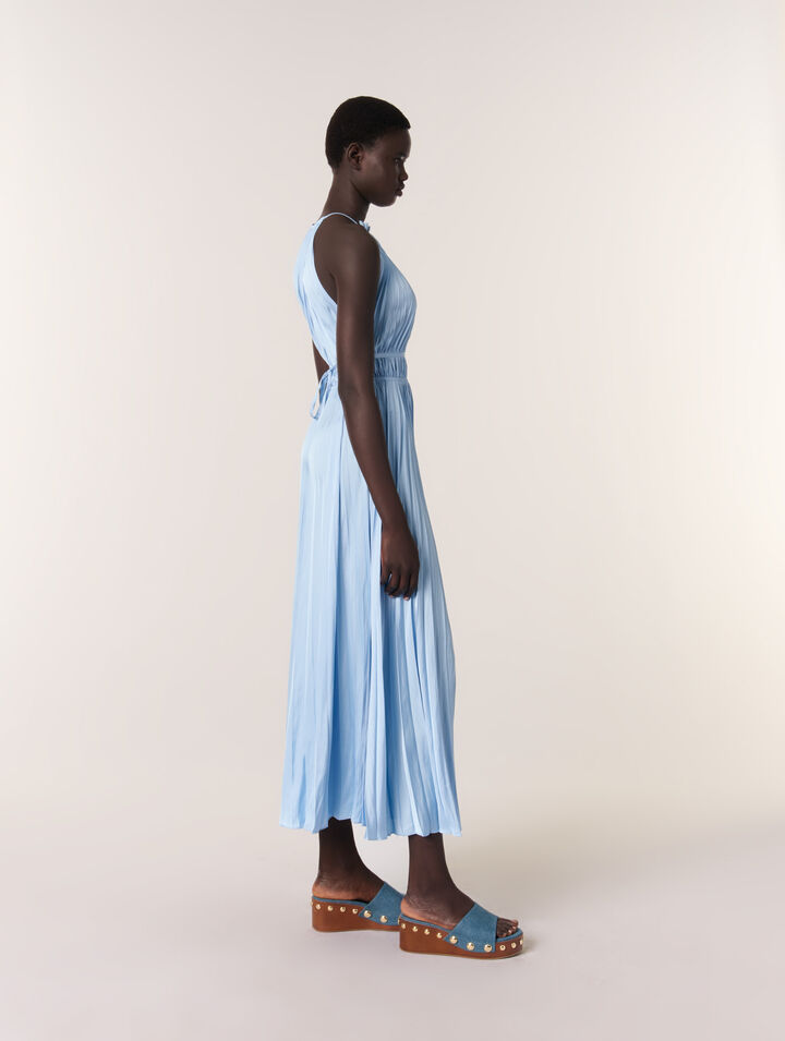 Plateau-Pantoletten aus Denim mit Studs