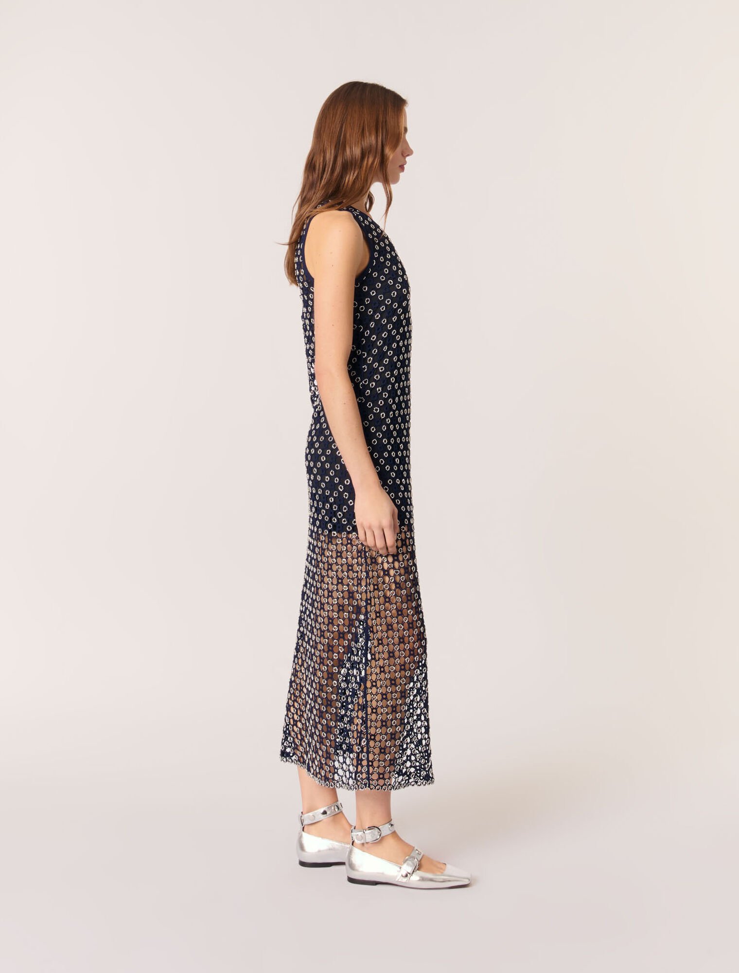 Langes Kleid aus Guipure-Spitze