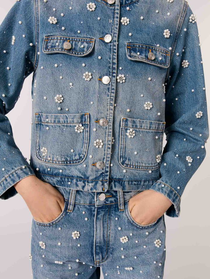 Jacke aus besticktem Denim