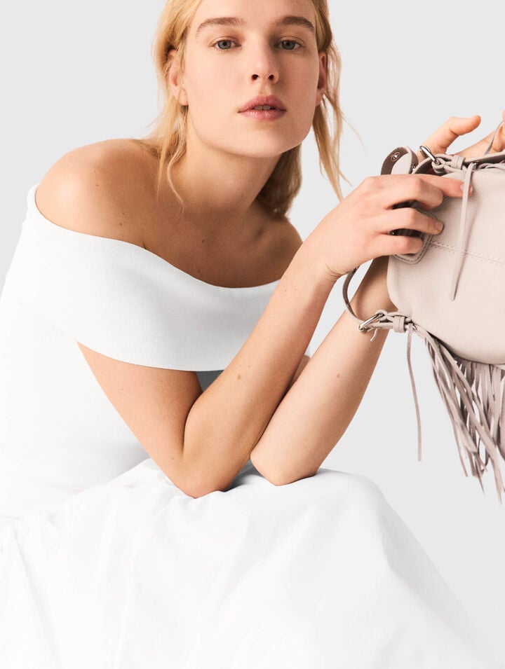 Rippstricktop mit Bardot-Kragen