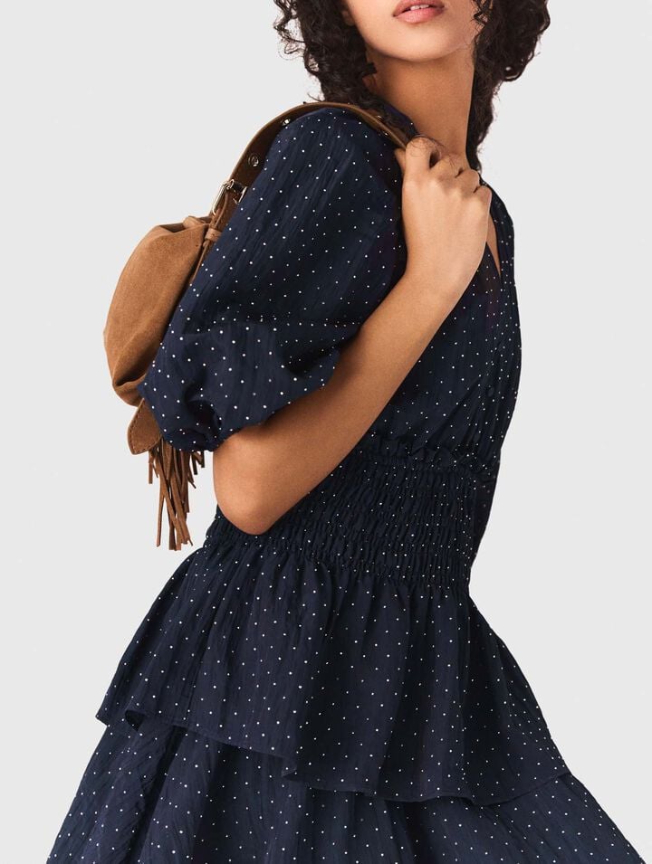 Kleid mit Volants und Strass