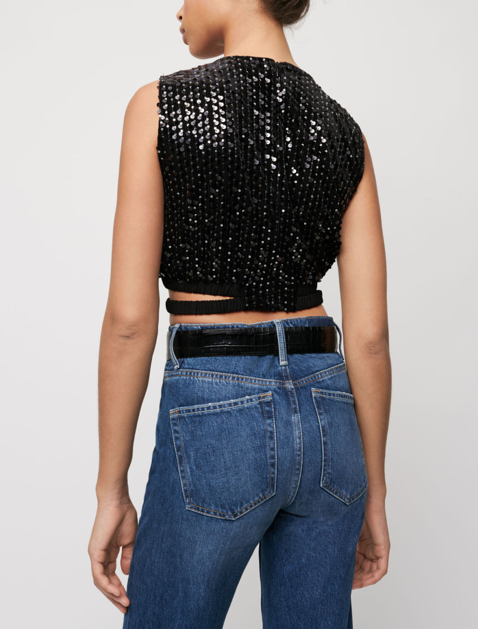 Crop Top mit Pailletten