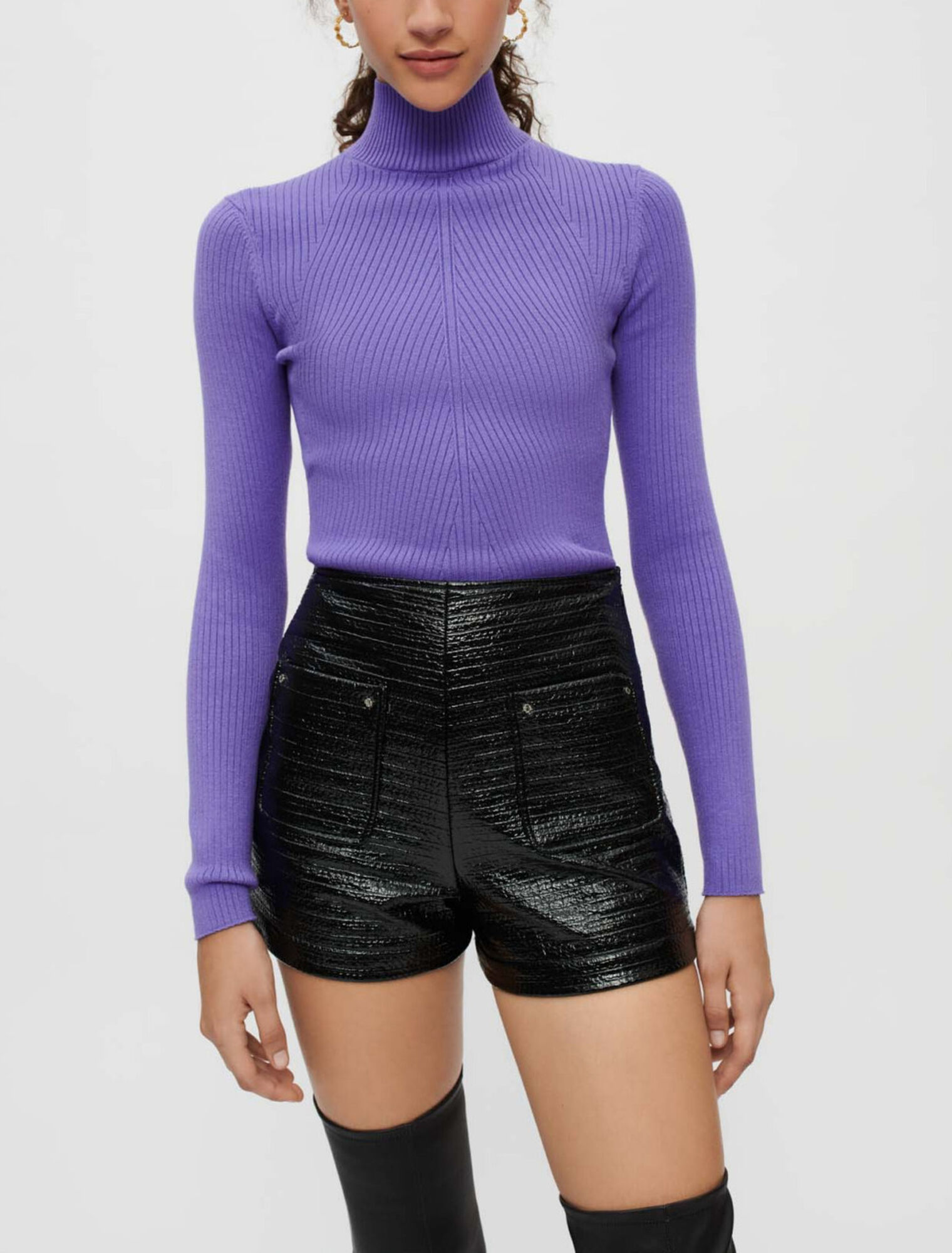 Shorts aus geprägtem Tweed und schwarzem