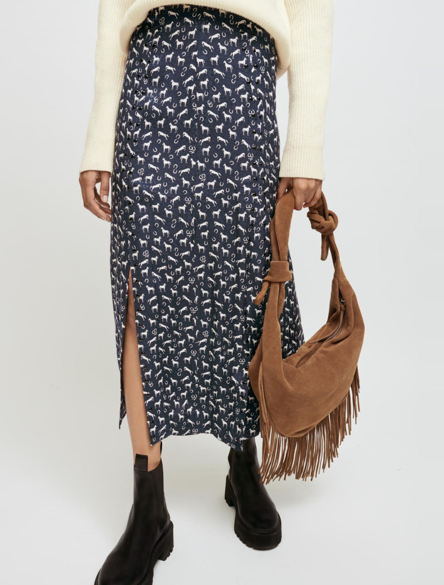 Rock aus Jacquard mit Pferdedruck