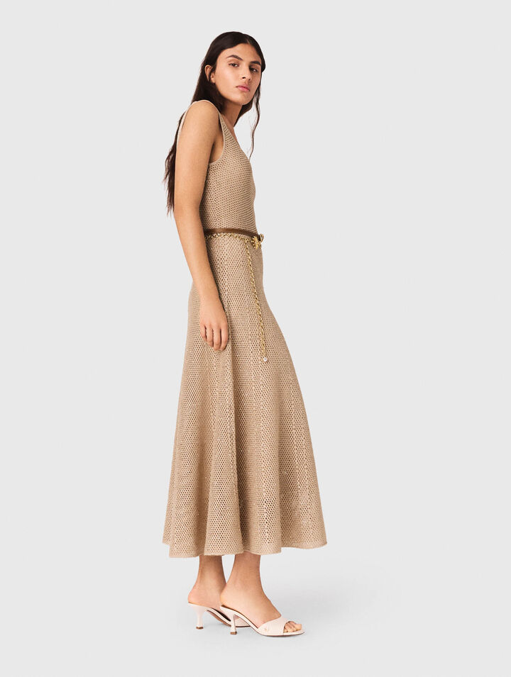 Langes Strickkleid mit Strass