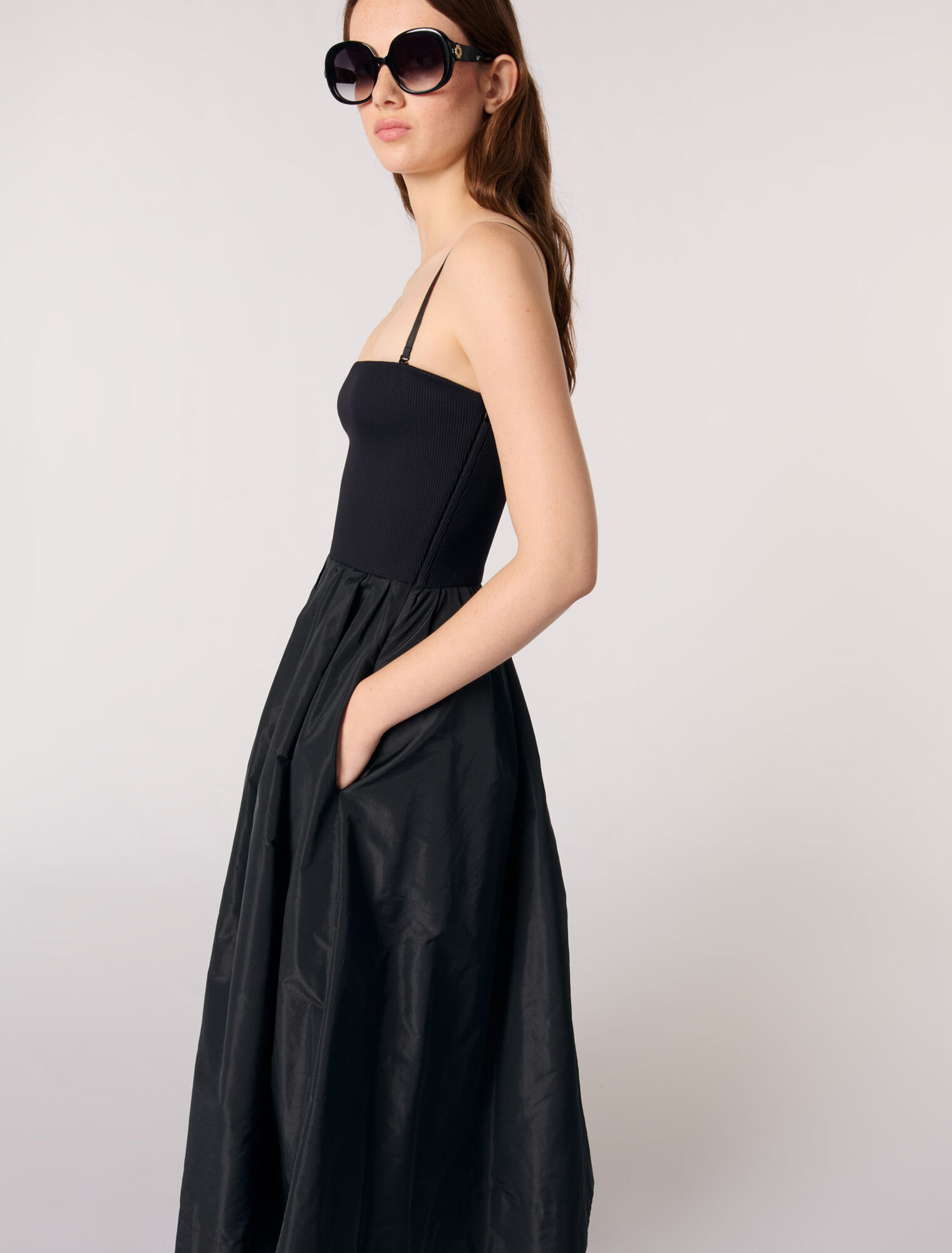 Bustierkleid aus Strick und Taft