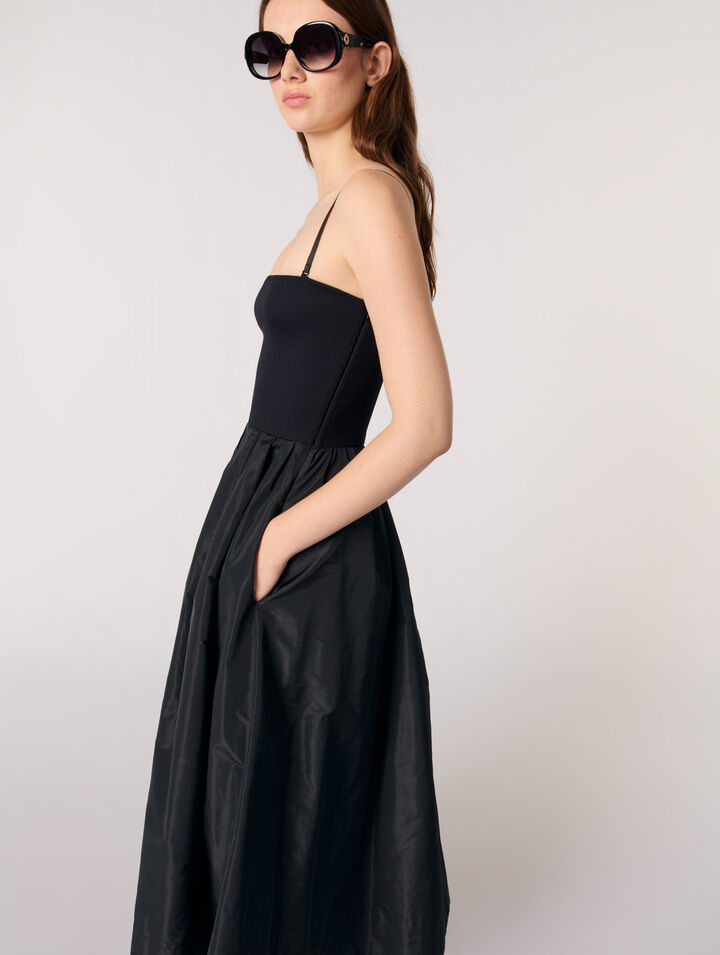 Bustierkleid aus Strick und Taft