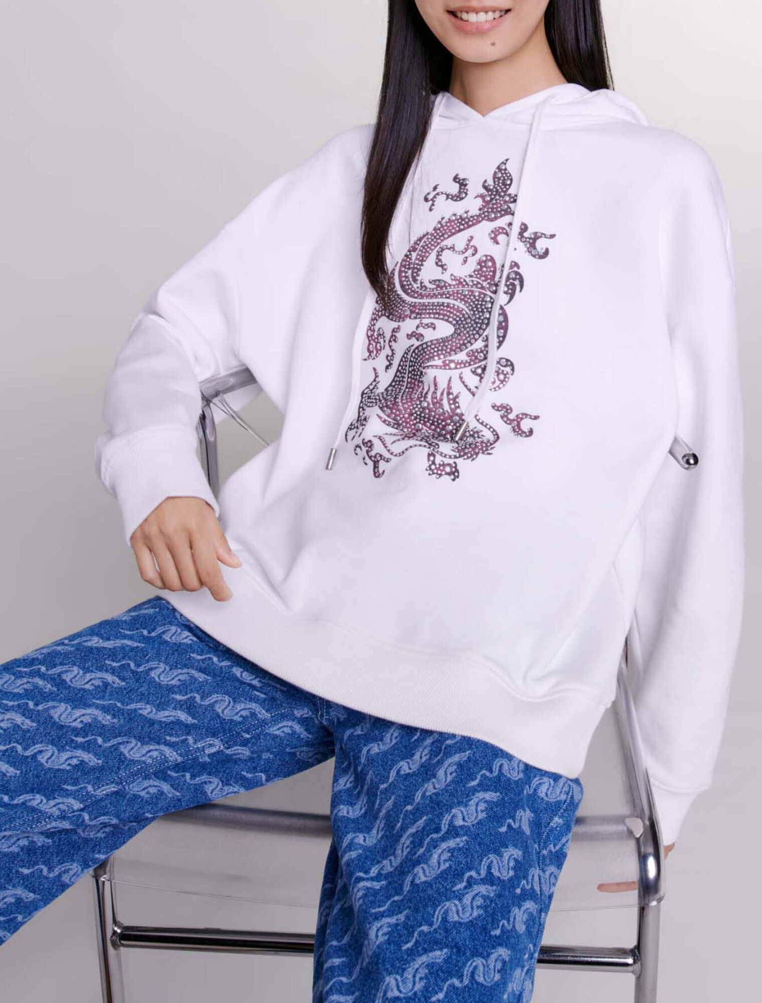 Oversize-Sweatshirt mit Strass