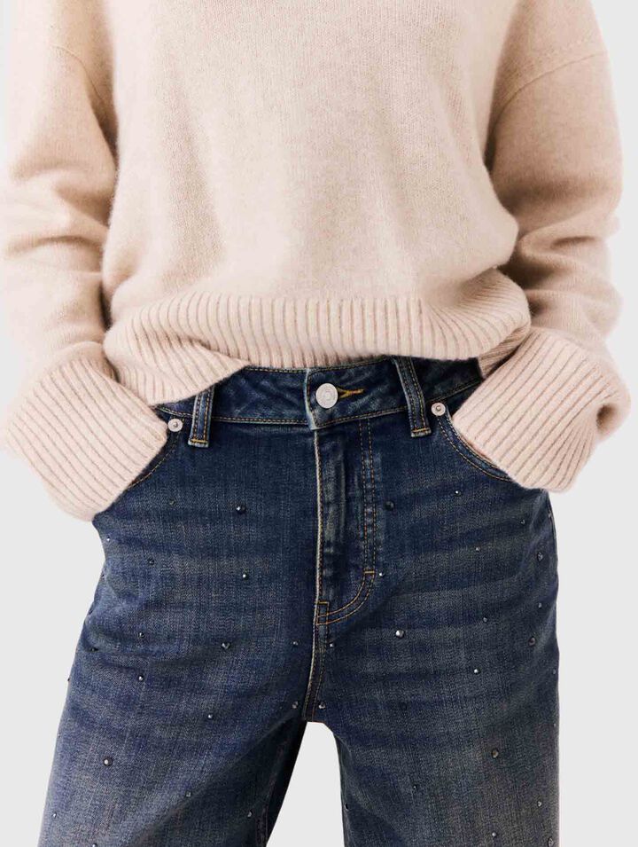 Weite Jeans mit Strass
