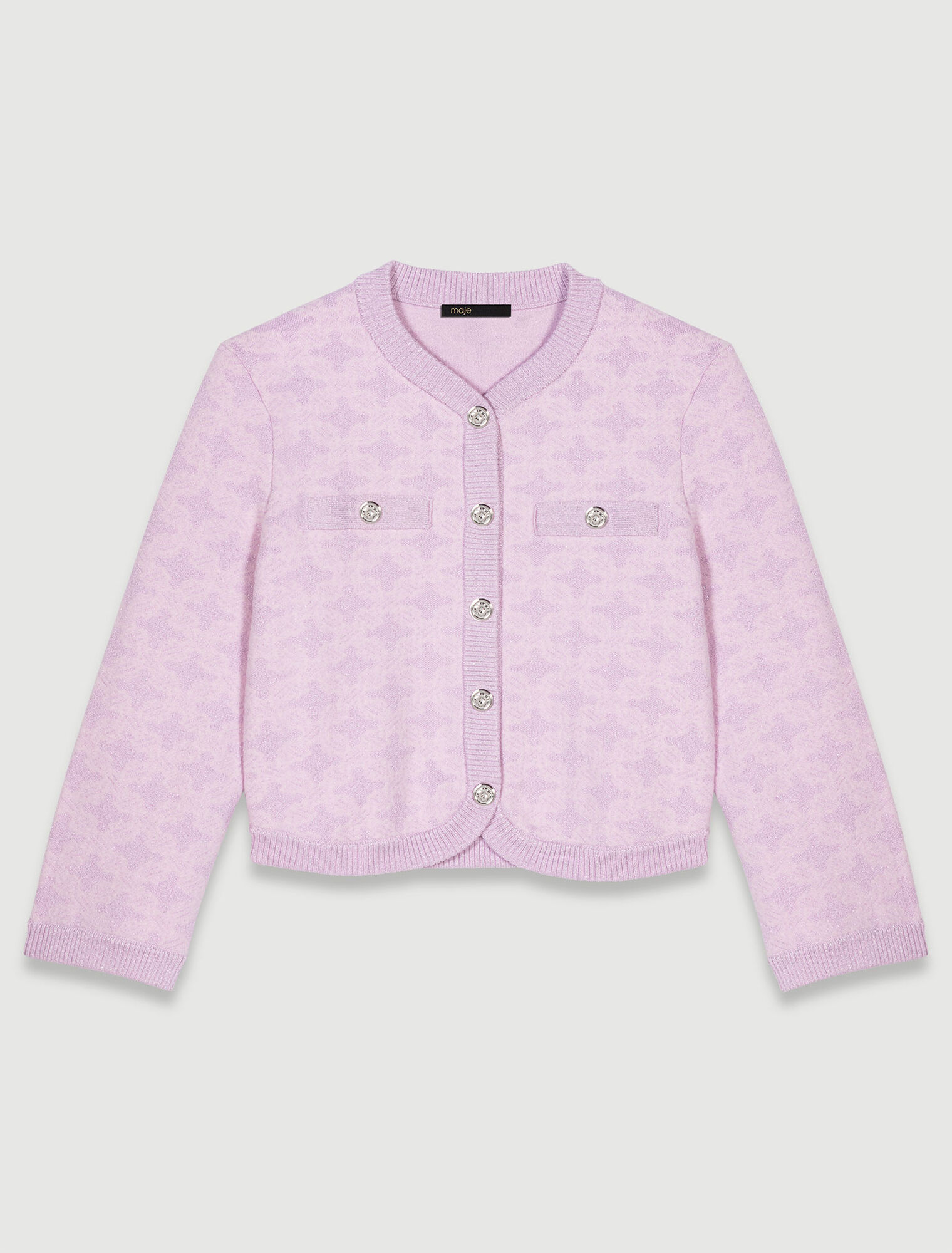 Kurze Strickjacke in Jacquard-Optik