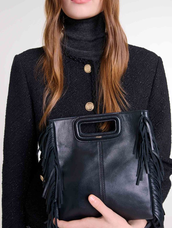 M-Tasche aus Glattleder mit Fransen
