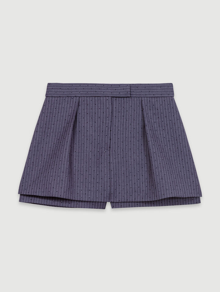 Trompe-l'Œil-Shorts mit Strass