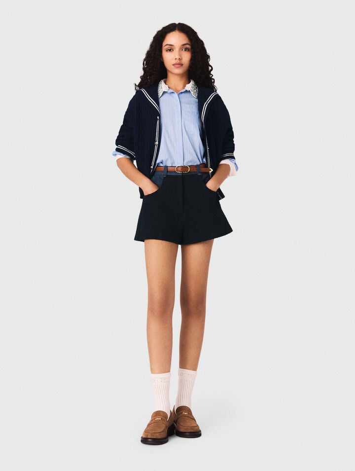 Tweed-Shorts mit Denim-Details