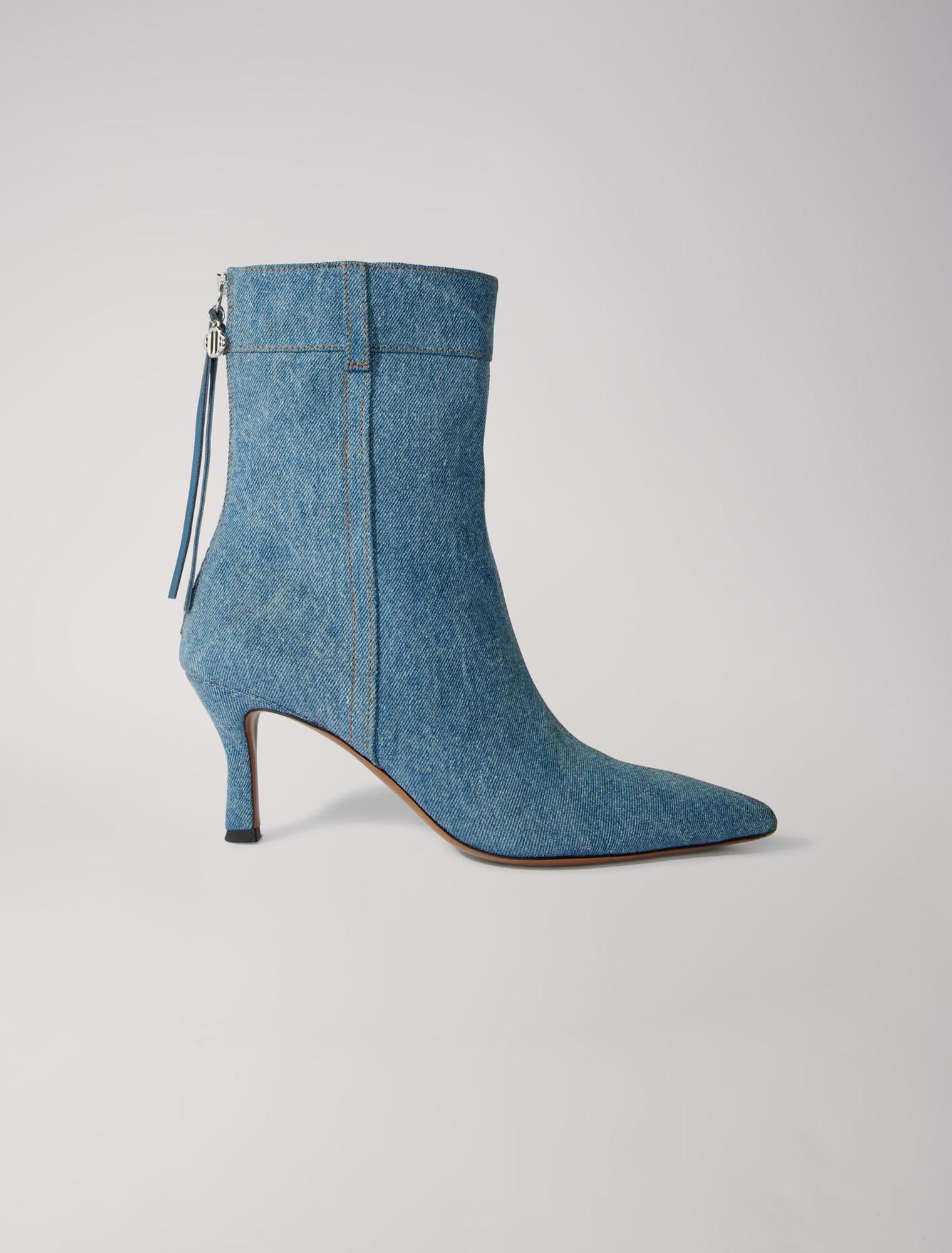 Spitze Denim-Stiefeletten
