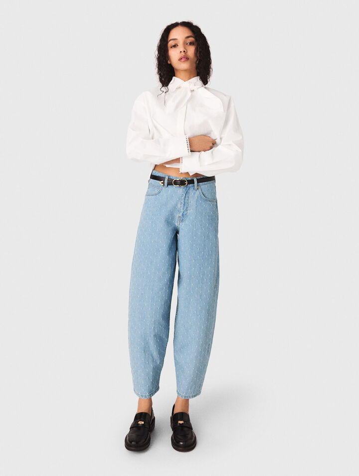 Texturierte Balloon-Jeans